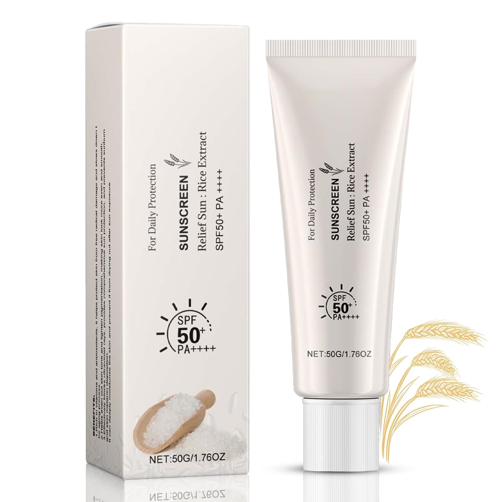 Korean Rice Sunscreen SPF50+ with Probiotics – Oil-Free Lightweight Face & Body Sunscreen