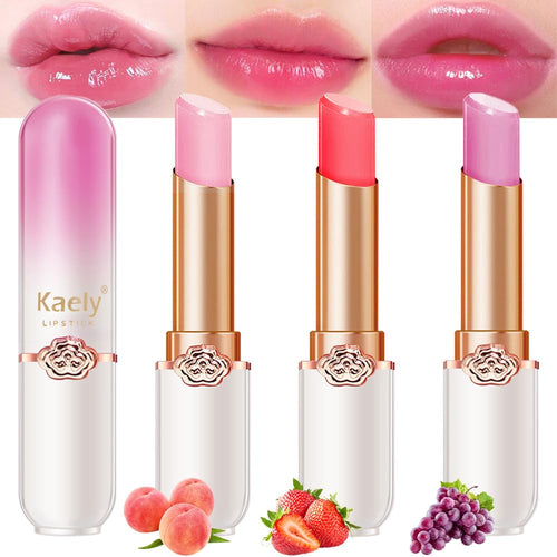3-Pack Tinted PH Color-Changing Lip Balm Set – Moisturizing Plumping Lip Gloss
