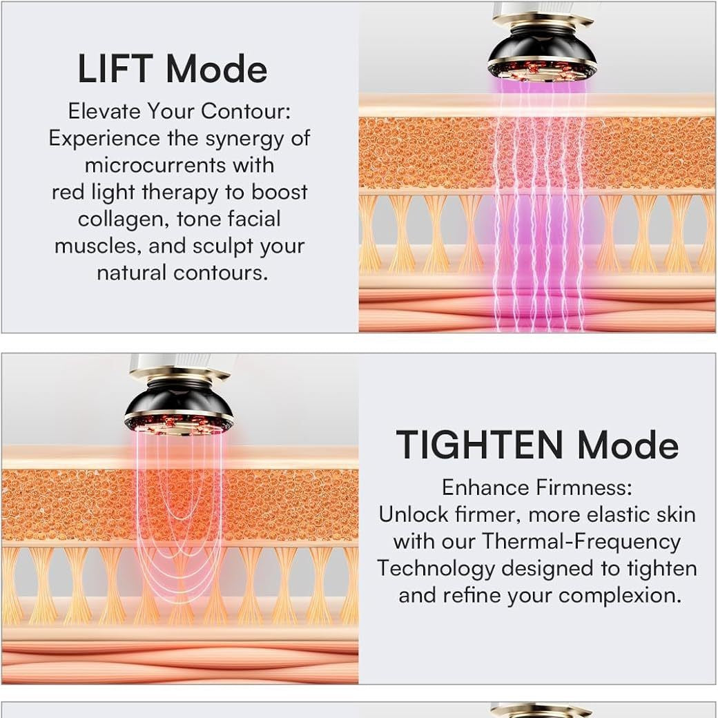Microcurrent Face Lift Device with Red Light Therapy — Sculpt, Firm & Glow at Home