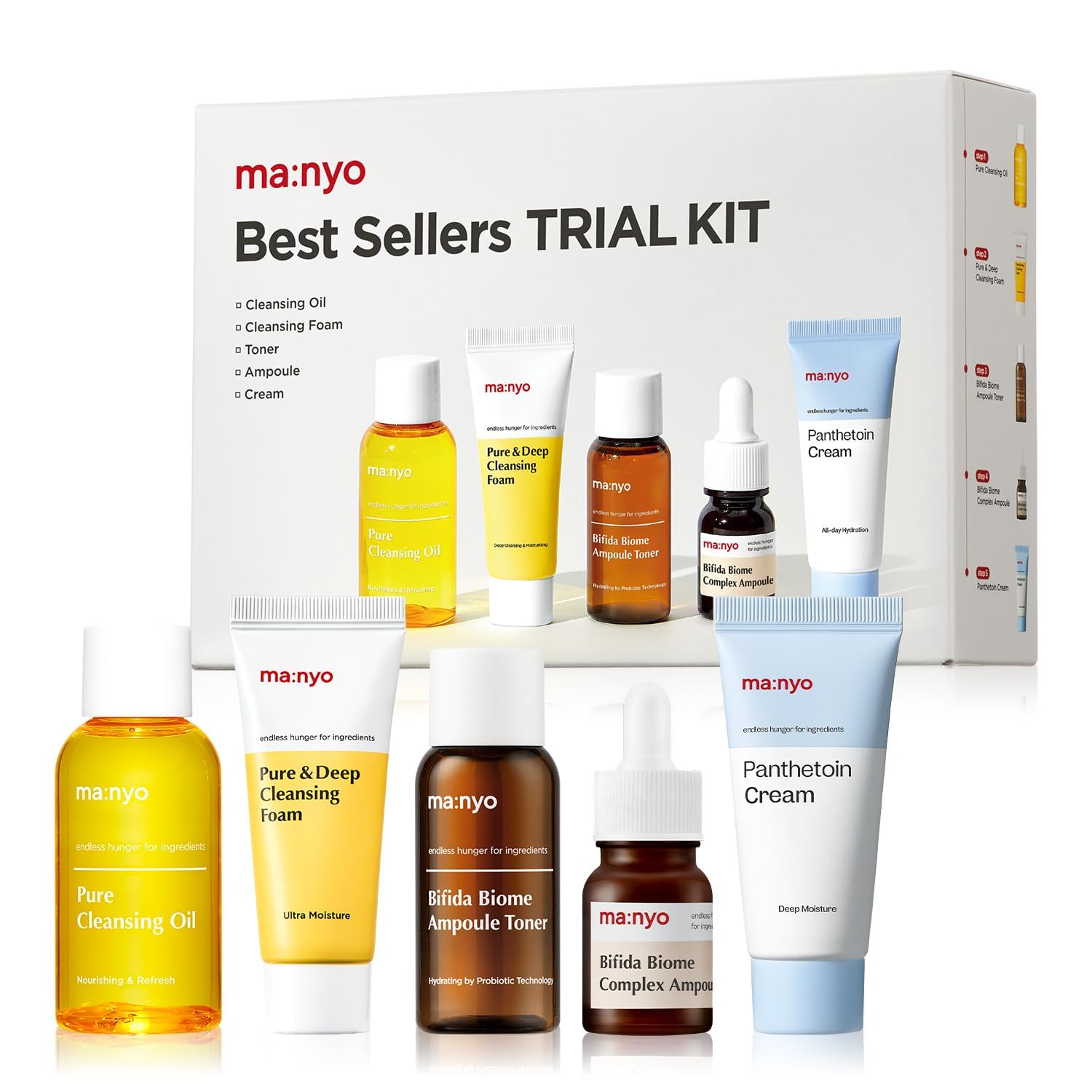 Korean Skincare Best Sellers Travel Kit – Cleansing Oil, Ampoule, Toner & Cream Set